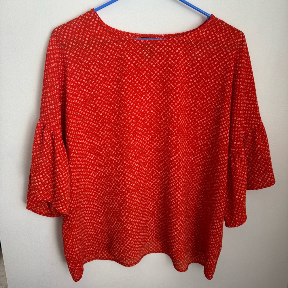 3/$18 Orange Ruffle Sleeve Blouse